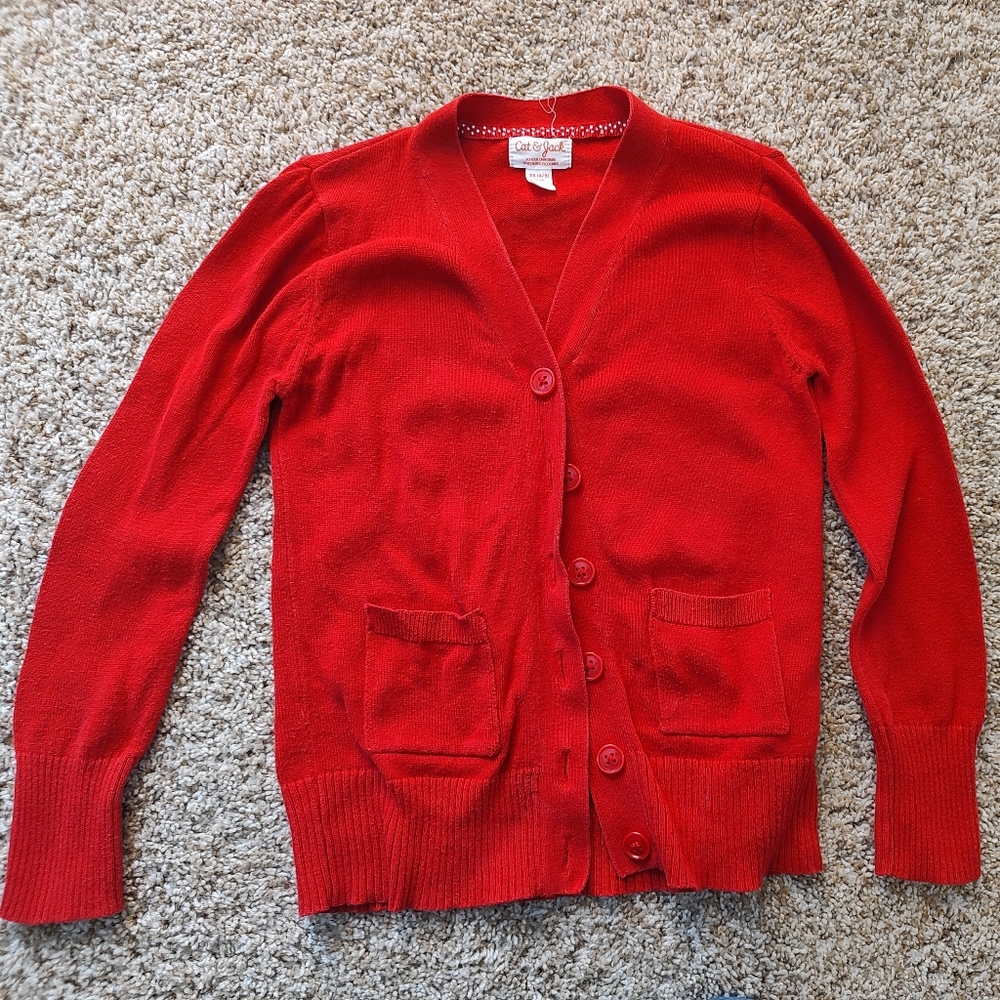 Cat & Jack Girls Red Cardigan